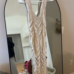 ASOS Cream Backless Ruched Dress